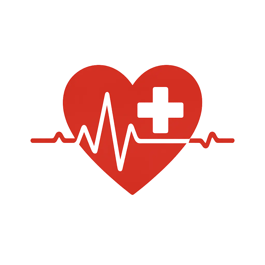 "ReanimatiePlus.nl logo – specialist in reanimatiecursussen en AED-trainingen, met rood hart, witte EHBO-kruis en hartslaglijn"